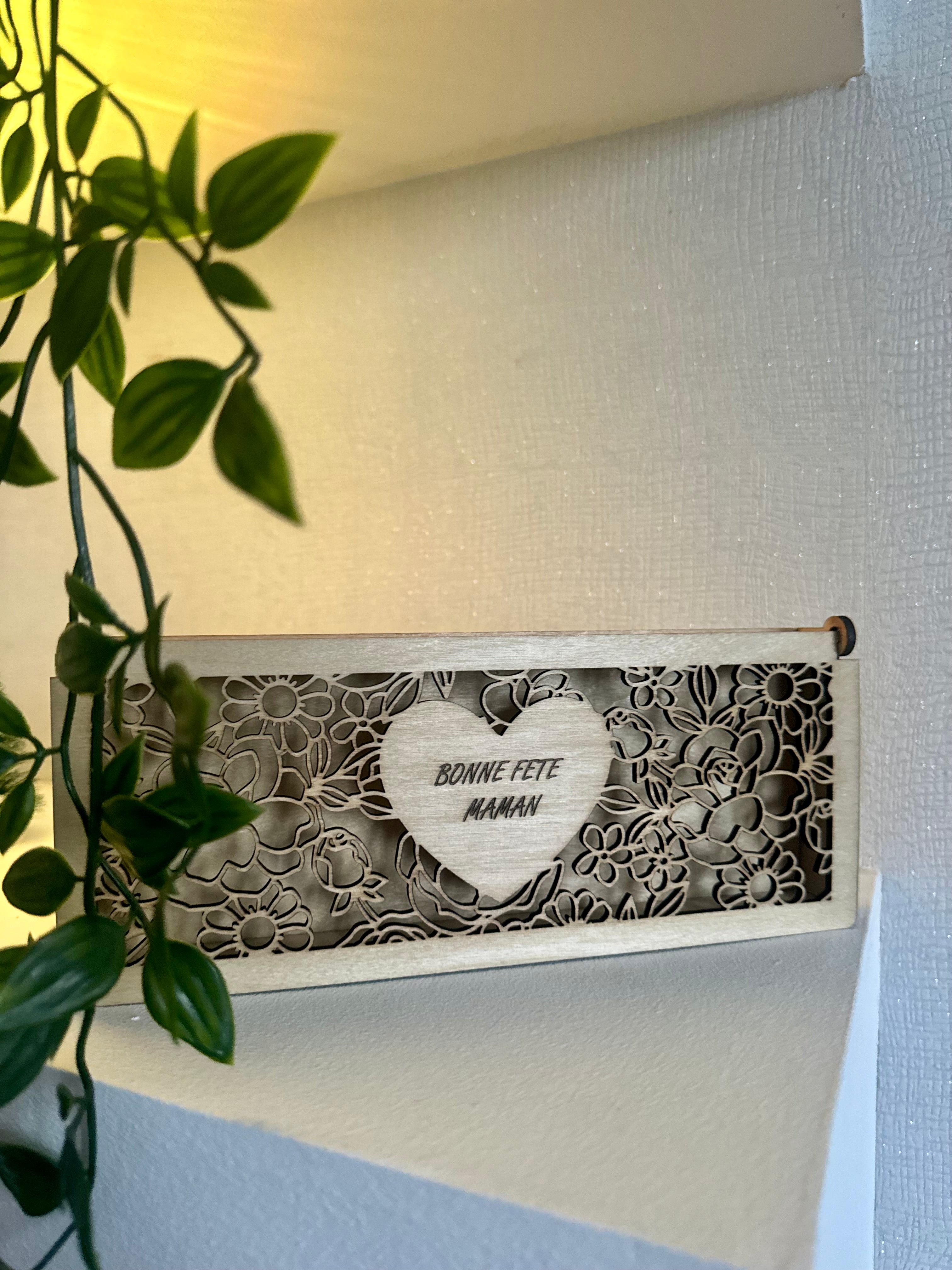 Boîte de rangement fine en bois – Personnalisable | Fête des Mères